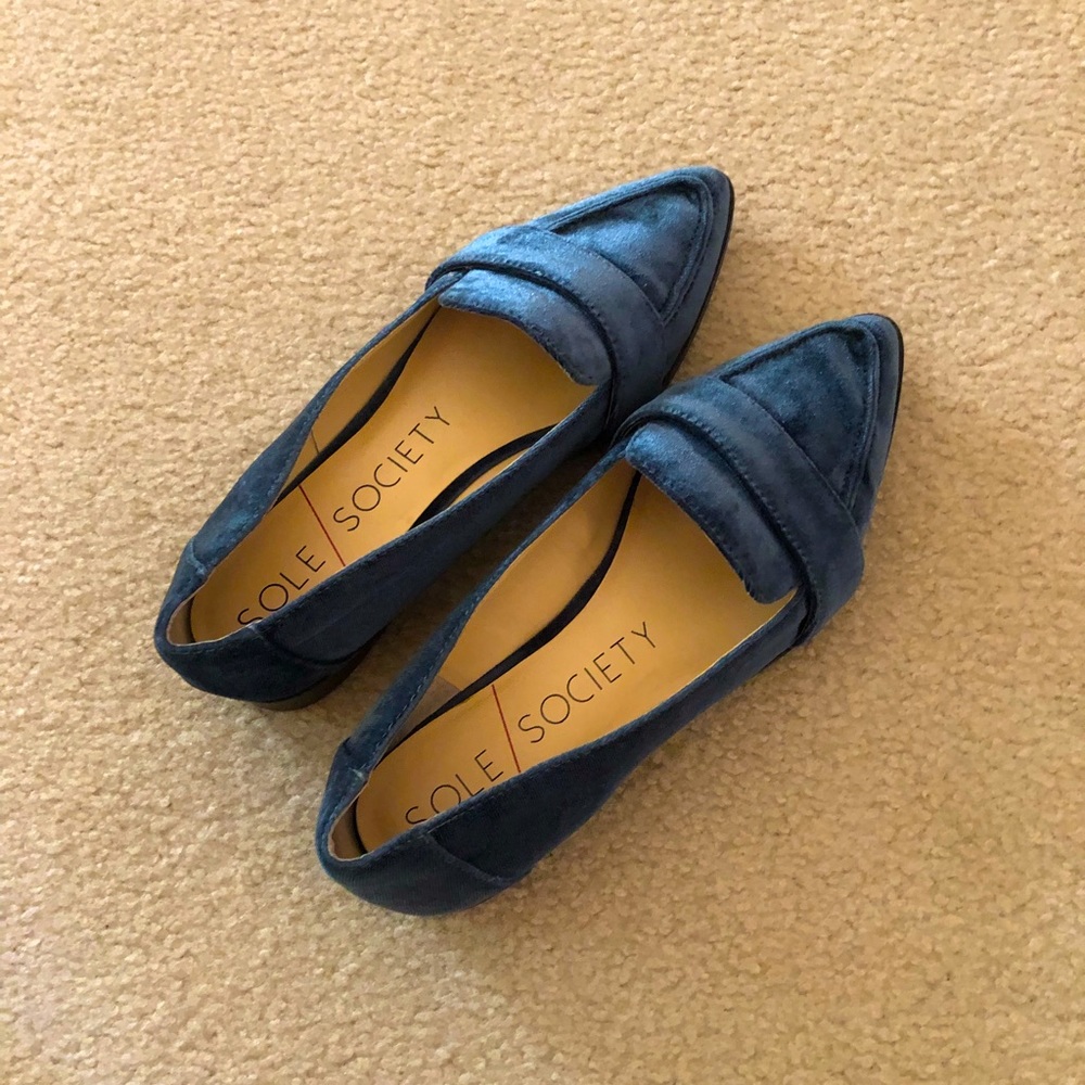Sole Society Teal Velvet Loafers/Flats